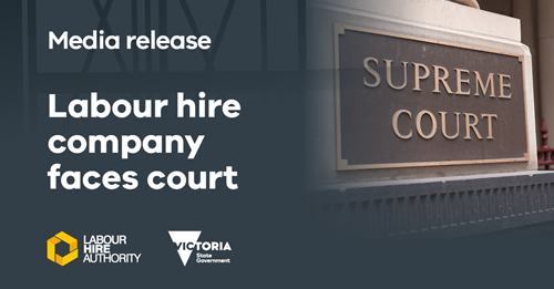Media Release: Victorian labour hire company faces court for alleged unlicensed operation