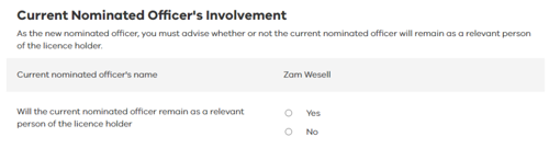 CUrrent Nominated Officer's Involvement