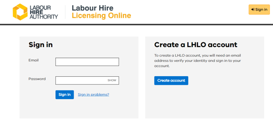 LHLO Portal Login Screen